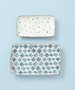 Lenox Blue Bay 2-Piece Nesting Platter Set Dinnerware