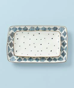 Lenox Blue Bay 2-Piece Nesting Platter Set Dinnerware