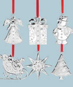 Lenox Sale Silver Gems Clear Stone 6-Piece Ornament Set