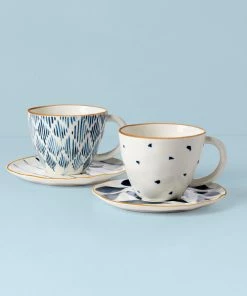 Lenox Dinnerware Blue Bay 4-Piece Teacup & Saucer Set