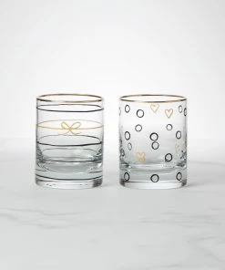 Kate Spade Drinkware Doodle Away 2-Piece Double Old Fashioned Glass Set