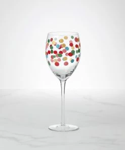 Kate Spade Drinkware It's Raining Confetti Wine Glass