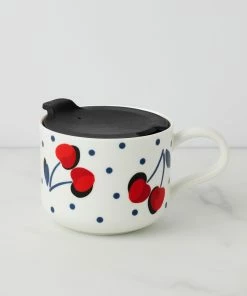 Kate Spade Vintage Cherry Dot Travel Mug