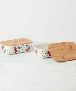 Kate Spade Kitchen Vintage Cherry Dot Container, S/2