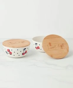 Kate Spade Vintage Cherry Dot Bowl With Lid, S/2