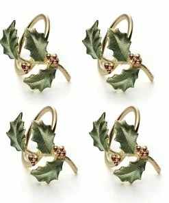 Lenox Holiday Green 4pc Napkin Ring Set Dinnerware