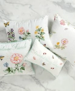 Lenox Butterfly Meadow Welcome Friends Pillow 18x18 Home Décor