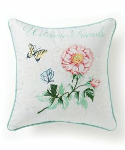Lenox Butterfly Meadow Welcome Friends Pillow 18x18 Home Décor
