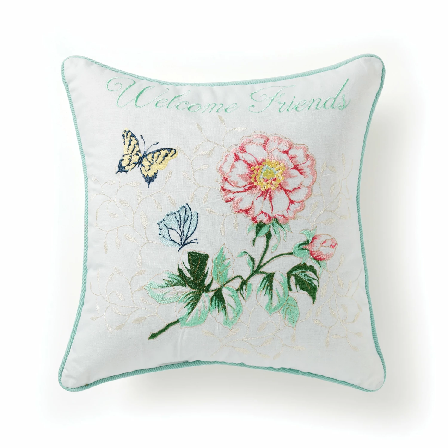 Lenox Butterfly Meadow Welcome Friends Pillow 18x18 Home Décor